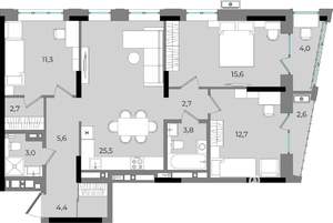 3-к квартира, вторичка, 94м2, 3/16 этаж