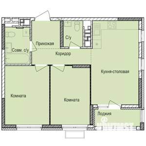 2-к квартира, строящийся дом, 59м2, 4/17 этаж