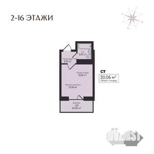 Студия квартира, строящийся дом, 30м2, 15/17 этаж