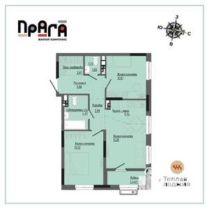 2-к квартира, вторичка, 62м2, 7/17 этаж