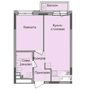 1-к квартира, строящийся дом, 38м2, 4/17 этаж