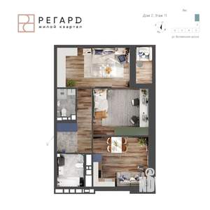 2-к квартира, вторичка, 61м2, 11/17 этаж