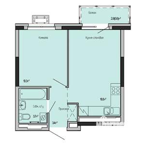 1-к квартира, строящийся дом, 35м2, 3/17 этаж