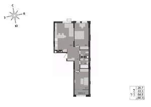 2-к квартира, строящийся дом, 65м2, 12/17 этаж