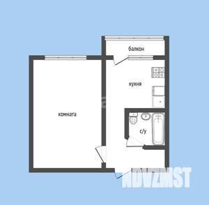 1-к квартира, вторичка, 28м2, 8/9 этаж