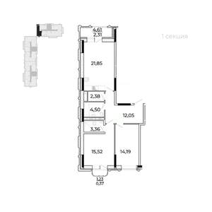 2-к квартира, вторичка, 80м2, 5/17 этаж