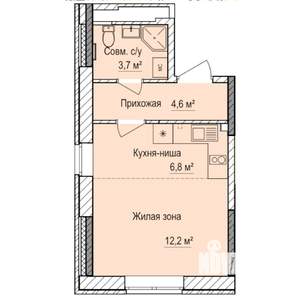 Студия квартира, строящийся дом, 27м2, 1/17 этаж