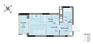 Студия квартира, вторичка, 27м2, 15/17 этаж