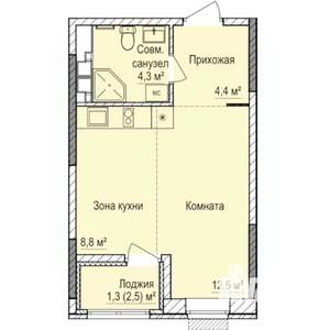 1-к квартира, строящийся дом, 31м2, 2/17 этаж