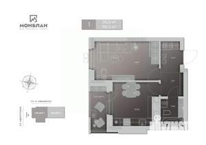 1-к квартира, сданный дом, 38м2, 13/17 этаж