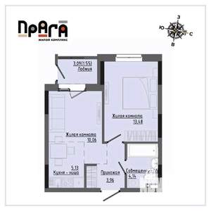 1-к квартира, вторичка, 38м2, 7/17 этаж