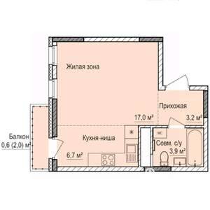 Студия квартира, строящийся дом, 31м2, 8/17 этаж
