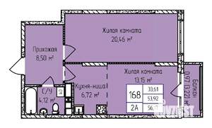 2-к квартира, строящийся дом, 56м2, 12/17 этаж