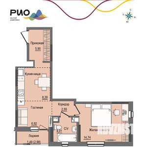 1-к квартира, вторичка, 44м2, 12/17 этаж