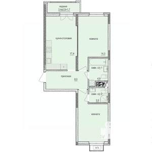 2-к квартира, строящийся дом, 63м2, 8/14 этаж