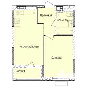 1-к квартира, строящийся дом, 38м2, 7/17 этаж