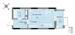 Студия квартира, вторичка, 25м2, 11/17 этаж