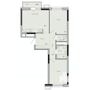 2-к квартира, строящийся дом, 56м2, 13/17 этаж