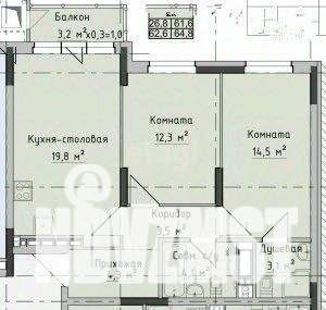 2-к квартира, вторичка, 63м2, 17/18 этаж