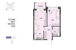 2-к квартира, вторичка, 42м2, 17/17 этаж