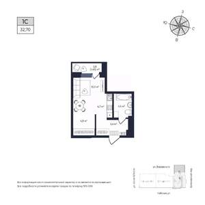 Студия квартира, строящийся дом, 33м2, 10/17 этаж