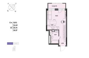Студия квартира, вторичка, 26м2, 6/17 этаж