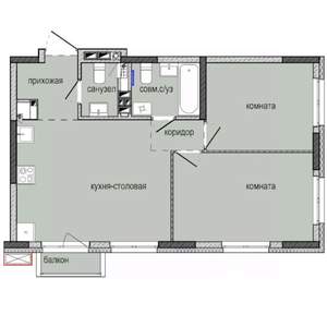 2-к квартира, строящийся дом, 54м2, 3/16 этаж
