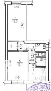 2-к квартира, вторичка, 47м2, 5/5 этаж