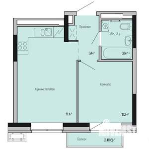 1-к квартира, строящийся дом, 35м2, 10/17 этаж