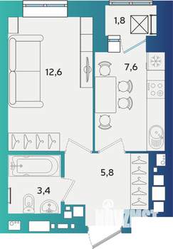 1-к квартира, строящийся дом, 30м2, 10/17 этаж