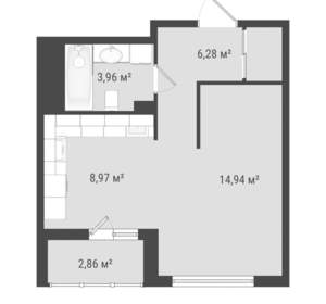 Студия квартира, вторичка, 37м2, 13/17 этаж
