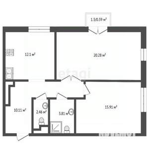 2-к квартира, вторичка, 65м2, 13/26 этаж