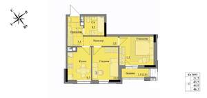 2-к квартира, вторичка, 45м2, 7/17 этаж