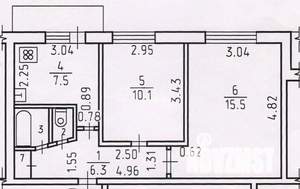2-к квартира, вторичка, 42м2, 8/9 этаж
