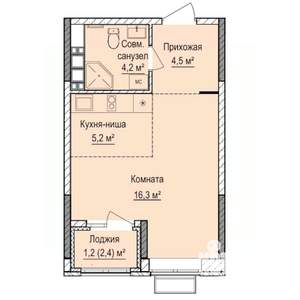 Студия квартира, строящийся дом, 31м2, 3/17 этаж