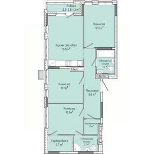 3-к квартира, строящийся дом, 75м2, 2/16 этаж