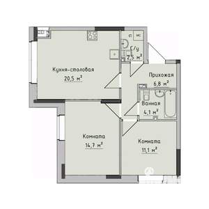 2-к квартира, строящийся дом, 59м2, 1/17 этаж