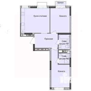 2-к квартира, строящийся дом, 62м2, 13/17 этаж