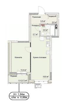 2-к квартира, сданный дом, 49м2, 2/17 этаж