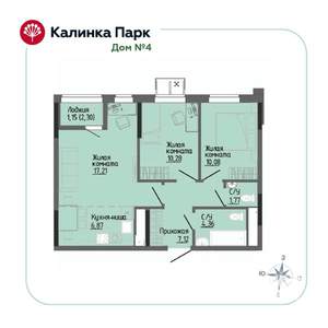 2-к квартира, вторичка, 59м2, 5/17 этаж