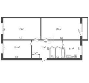 3-к квартира, вторичка, 63м2, 2/5 этаж