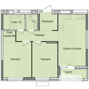 2-к квартира, строящийся дом, 58м2, 16/17 этаж