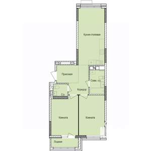 2-к квартира, строящийся дом, 66м2, 8/17 этаж