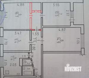 4-к квартира, вторичка, 69м2, 9/9 этаж