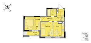 2-к квартира, вторичка, 44м2, 12/17 этаж