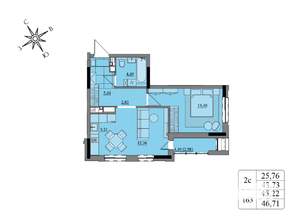 2-к квартира, вторичка, 45м2, 12/17 этаж