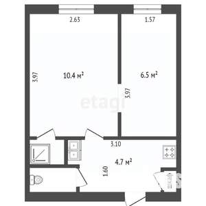 2-к квартира, вторичка, 23м2, 4/5 этаж
