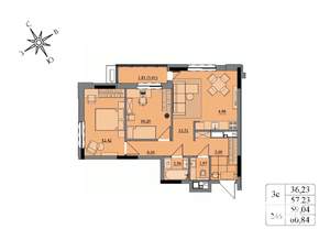 3-к квартира, вторичка, 59м2, 17/17 этаж