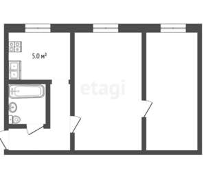 2-к квартира, вторичка, 41м2, 2/5 этаж