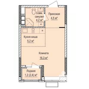 Студия квартира, строящийся дом, 31м2, 9/17 этаж